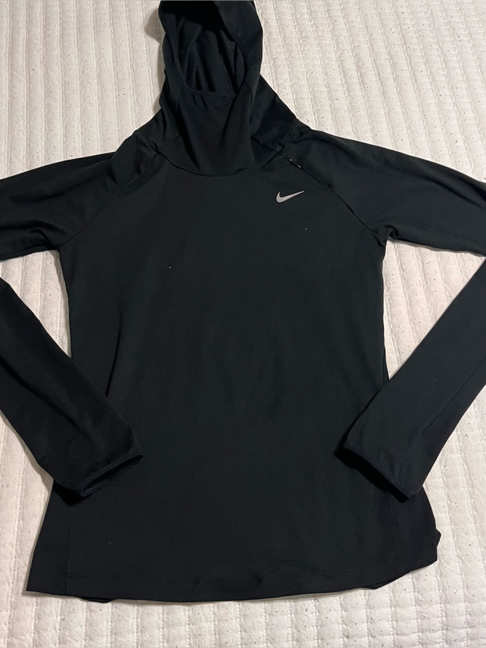 Nike Black Hooded Long-Sleeve Top with Reflective Swoosh